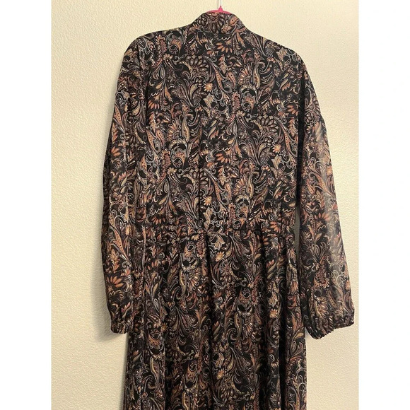 Evereve Eliza Paisley Dress Size Large Midi - Picture 6 of 7